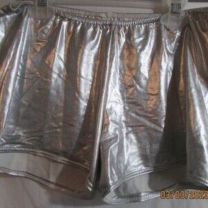 DESIGN FOR LA DANCE METALLIC STRETCH SHORT SILVER 14" WAIST